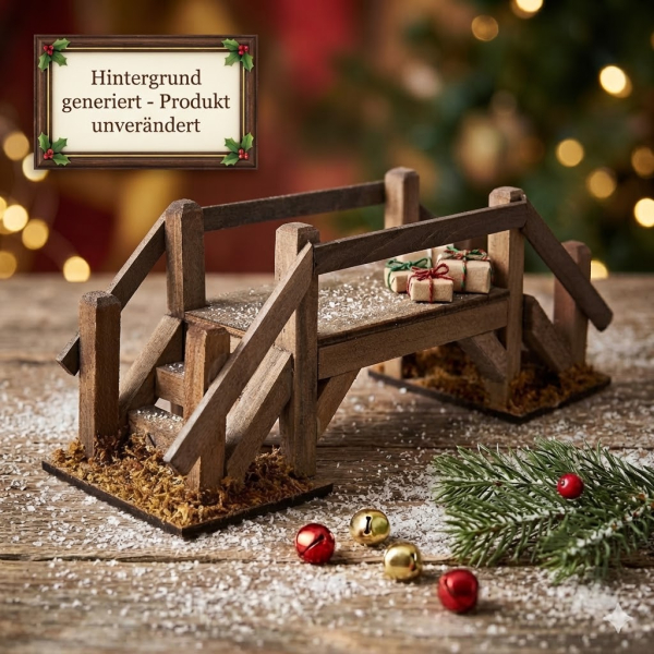 Holzbrücke - Krippenzubehör, ca. L 20 x B 6,5 x H 7,5 cm